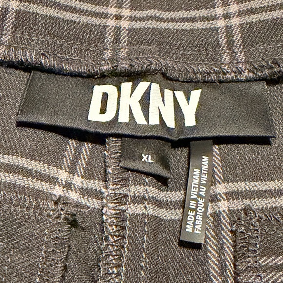 Women’s DKNY Plaid Trousers in Black and Gray XL Stretch - Picture 3 of 7